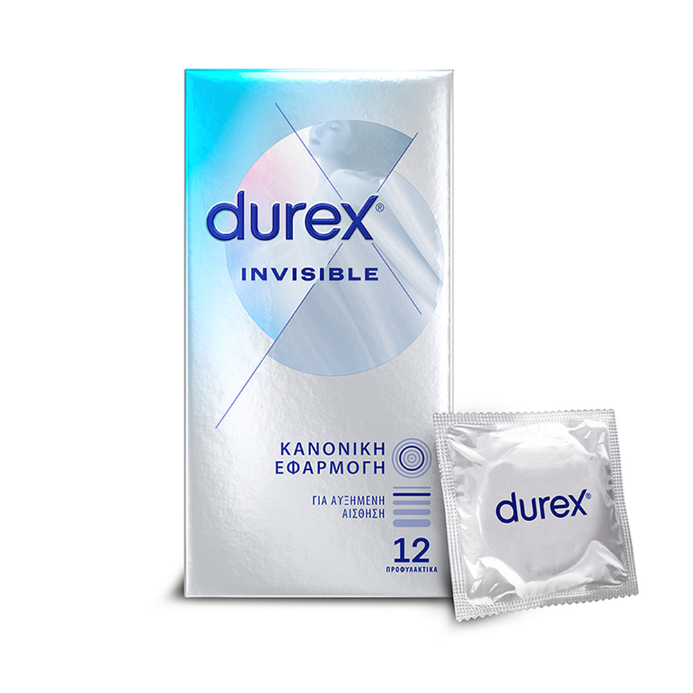 DUREX - Προφυλακτικά Invisible (κανονική εφαρμογή) - 12τεμ.